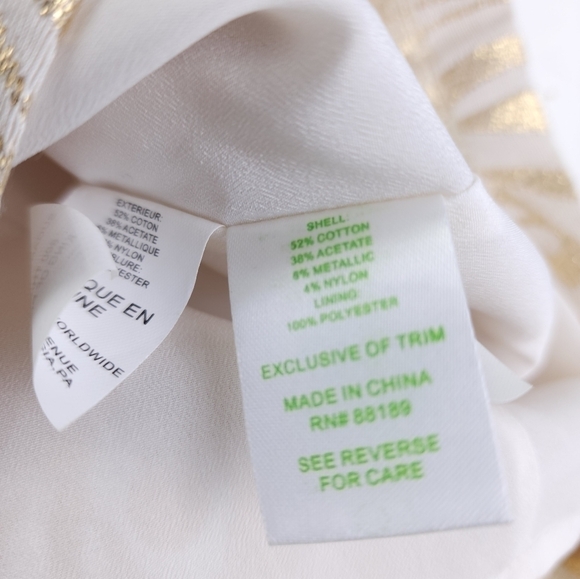New Lilly Pulitzer Cream Gold Embroidered Metallic Dress Sz 2 - Picture 12 of 13